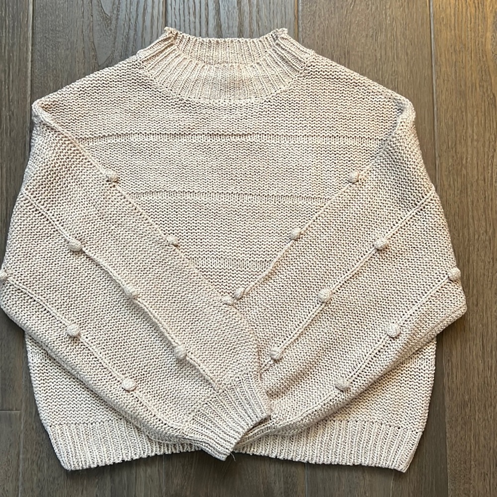 Cream sweater with Pom Pom on sleeves